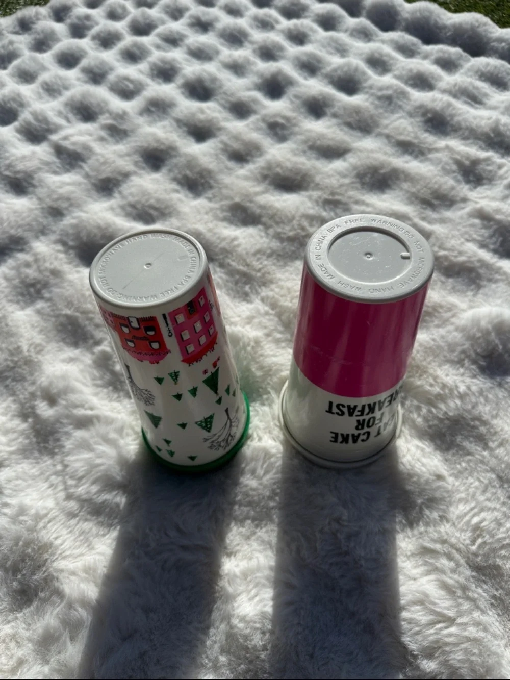 Pair of Kate spade cups. Eat cake for breakfast. Christmas coffee travel mug.